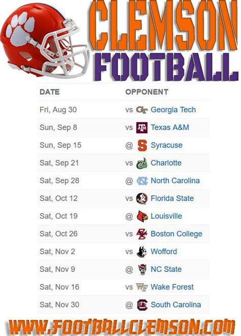 clemosn football schedule|clemson football schedule today.